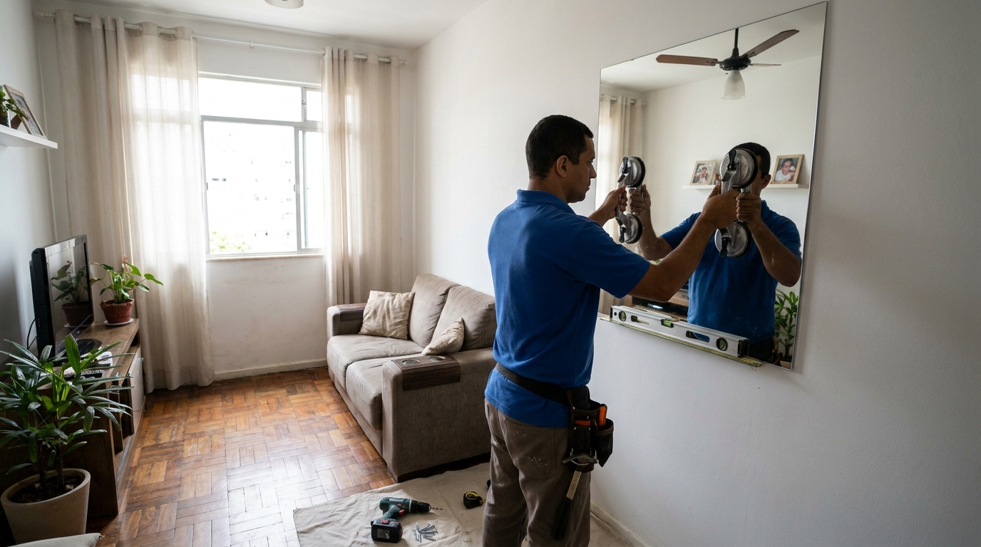 Espelho sob medida com parquet em Sorocaba-SP